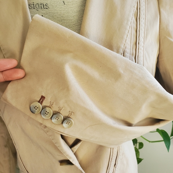 ZARA | Collared Puff Shoulder Single Breasted Beige Blazer Jacket (Size S/M) - Picture 6 of 13